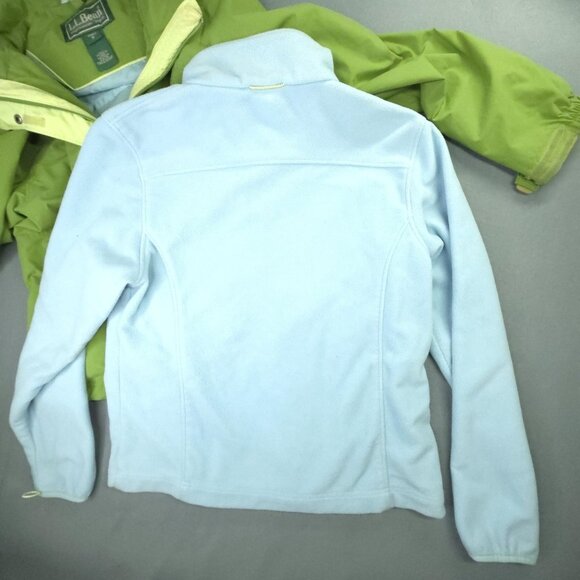 LL Bean Jacket Womens M Green Blue Zip Out Fleece Coat Liner Hooded Outdoors - Picture 7 of 16